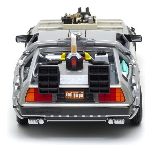 Modelo a escala 1/24 del DeLorean Time Machine de Volver al Futuro 3, réplica metálica coleccionable con detalles fieles a la película