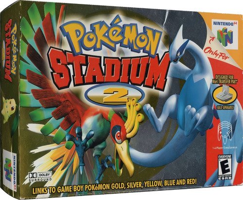 Juego Pokémon Stadium 2 para Nintendo 64 en su caja original con manual incluido, versión física completa