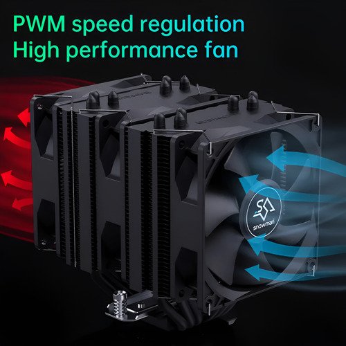Ventilador disipador con triple ventilador RGB para procesadores Intel y AMD, operación silenciosa menor a 25dB y control PWM inteligente