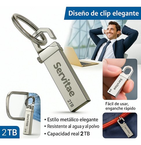 Memoria Usb 2tb Servitae Disco 2 Tera Flash Drive Llavero