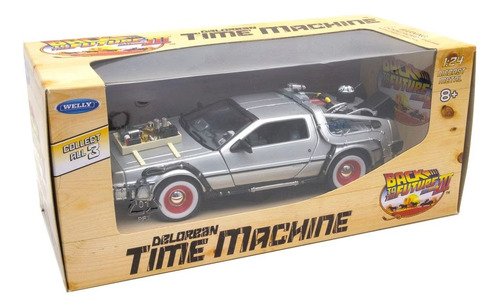 Modelo a escala 1/24 del DeLorean Time Machine de Volver al Futuro 3, réplica metálica coleccionable con detalles fieles a la película