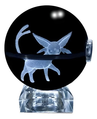 pokebola de cristal 3d con iluminación led integrada, figura de colección pokemon para decorar escritorio o setup gaming