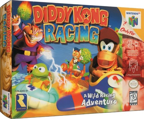 Juego Diddy Kong Racing para Nintendo 64 en su caja original completa con manual de instrucciones incluido