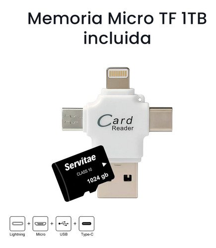 Memoria de 1 terabyte compatible con dispositivos Lightning, Android, PC, USB-C, iOS y MicroUSB para ampliar almacenamiento