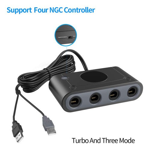 Adaptador Usb Gamecube Switch Pc Wii U 4 Controles Naranja