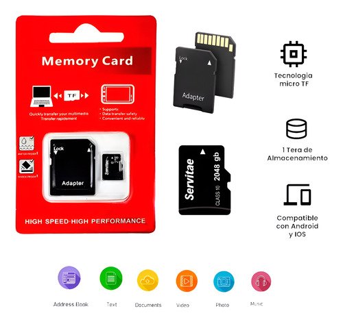 X2 Memoria Micro Tf 2tb Servitae 2 Tera Con Adaptador