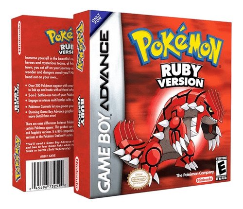 Juego Pokémon Ruby para Game Boy Advance en su caja original con protección, incluye cartucho y manuales
