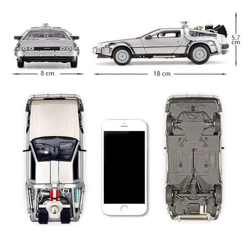 Modelo a escala 1/24 del DeLorean Time Machine de Volver al Futuro 3, réplica metálica coleccionable con detalles fieles a la película