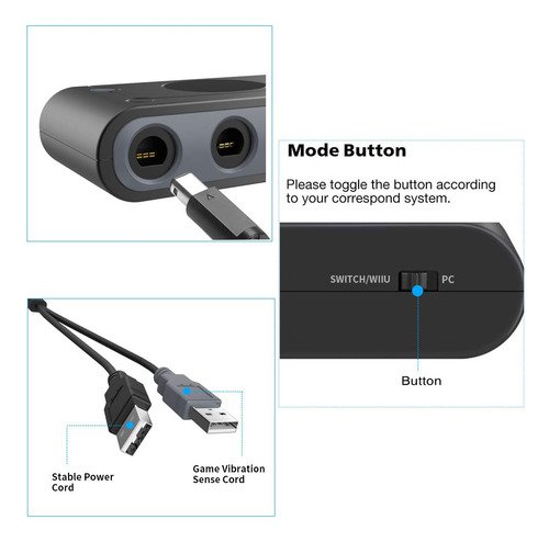 Adaptador Usb Gamecube Switch Pc Wii U 4 Controles Naranja
