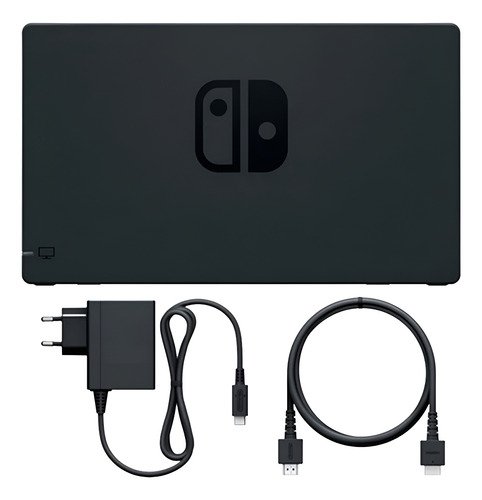 Dock Nintendo Switch conectado a TV HD mostrando juego en 1080p con carga simultánea