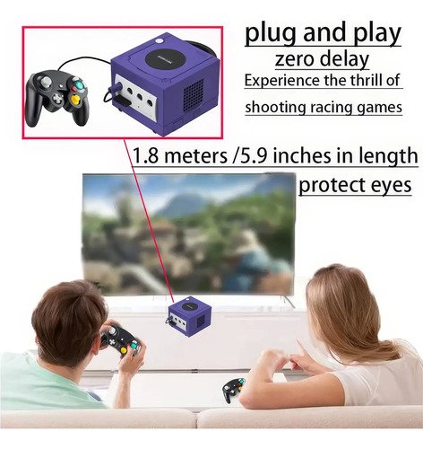 Control Servita para Nintendo GameCube con joystick analógico, botones A/B/X/Y, gatillos Z/R y cable de 1.8 metros para gaming retro