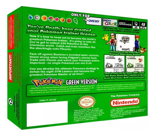 Pokémon Green Versión Game Boy Nuevo En Caja Con Acrílico