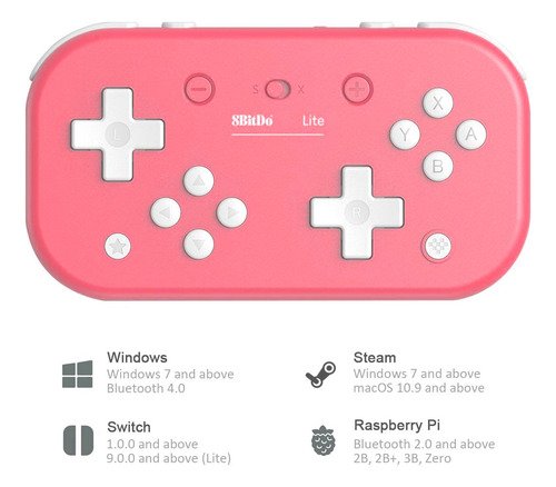 Gamepad Inalámbrico 8bitdo Lite Controller 2 Bluetooth Nintendo Color Rosa
