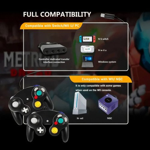 Control Servita para Nintendo GameCube con joystick analógico, botones A/B/X/Y, gatillos Z/R y cable de 1.8 metros para gaming retro