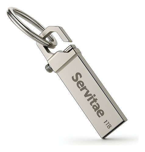Memoria USB Servitae de 1TB con diseño de llavero, ideal para almacenamiento portátil de archivos y datos importantes