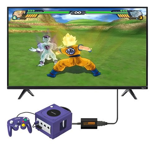 Adaptador convertidor HDMI que permite conectar consolas retro como SNES, Nintendo 64, GameCube y Super Famicom a televisores modernos con salida de 720p