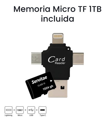 Memoria de 1 terabyte compatible con dispositivos Lightning, Android, PC, USB-C, iOS y MicroUSB para ampliar almacenamiento