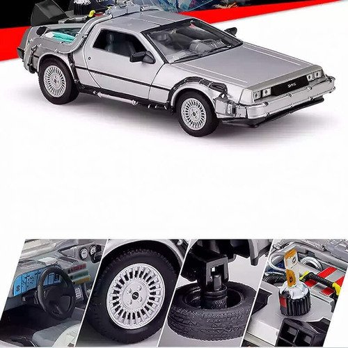 Modelo a escala 1:24 del Delorean de Volver al Futuro, coche deportivo clásico para coleccionistas
