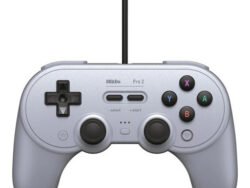 Controlador 8bitdo Pro 2 con cable color gris, compatible con Nintendo Switch, Windows, Steam Deck y Raspberry Pi