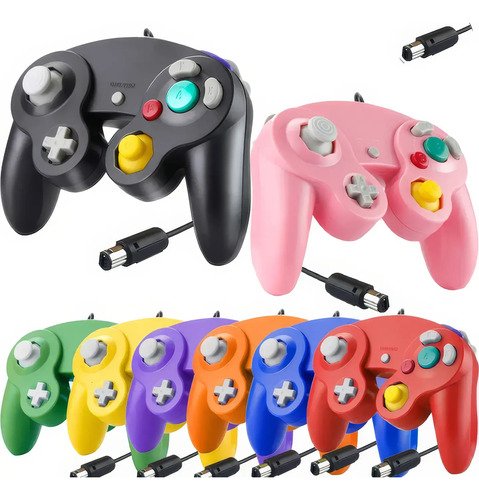 Control Servita para Nintendo GameCube con joystick analógico, botones A/B/X/Y, gatillos Z/R y cable de 1.8 metros para gaming retro