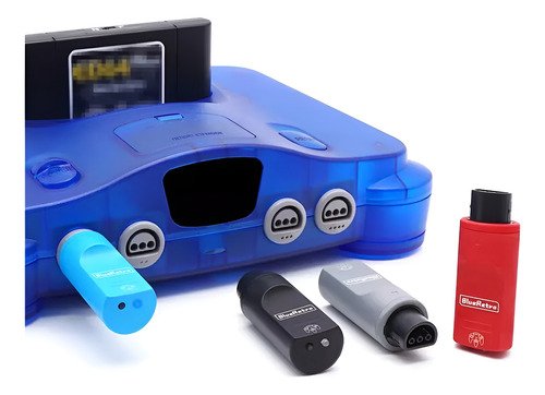 Adaptador Blueretro para conectar mandos bluetooth a consola Nintendo 64, compatible con múltiples controladores