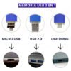 Memoria USB universal con conectores Lightning, MicroUSB y USB tradicional de 1TB capacidad, compatible con iPhone, Android, PC y Mac para transferir archivos