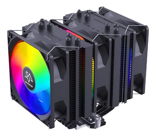 Ventilador disipador con triple ventilador RGB para procesadores Intel y AMD, operación silenciosa menor a 25dB y control PWM inteligente