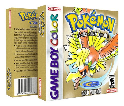 Juego Pokémon Gold Versión para Game Boy en su caja original con protector acrílico, producto nuevo y sellado