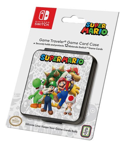Estuche protector para cartuchos de juegos de Nintendo Switch con temática Super Mario, ideal para organizar y transportar tus juegos