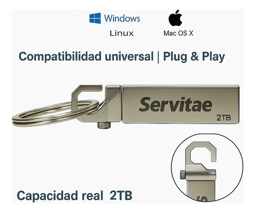 Memoria Usb 2tb Servitae Disco 2 Tera Flash Drive Llavero