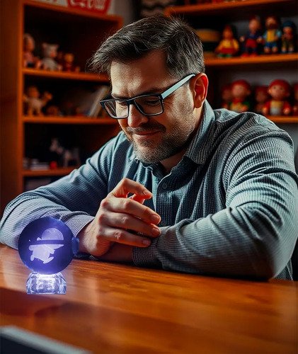 pokebola de cristal 3d con iluminación led integrada, figura de colección pokemon para decorar escritorio o setup gaming