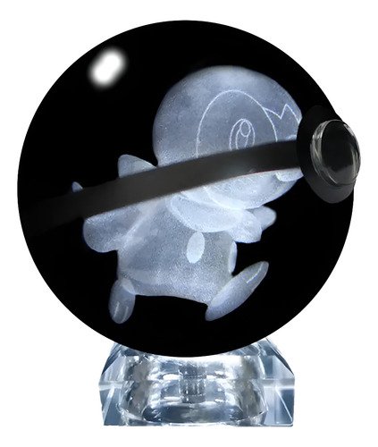 pokebola de cristal 3d con iluminación led integrada, figura de colección pokemon para decorar escritorio o setup gaming
