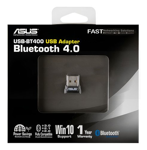 Adaptador USB Bluetooth Asus USB-BT400 que permite conectar dispositivos inalámbricos con alcance de hasta 10 metros