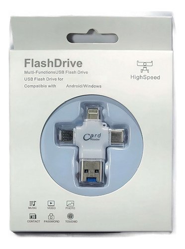 Memoria 1tb Lightning Android Pc Usb-c Microusb Otg 4 En 1