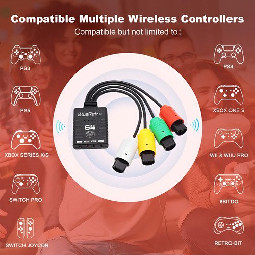 Adaptador Blueretro que permite conectar hasta 4 mandos bluetooth a tu consola Nintendo64 para gaming inalámbrico