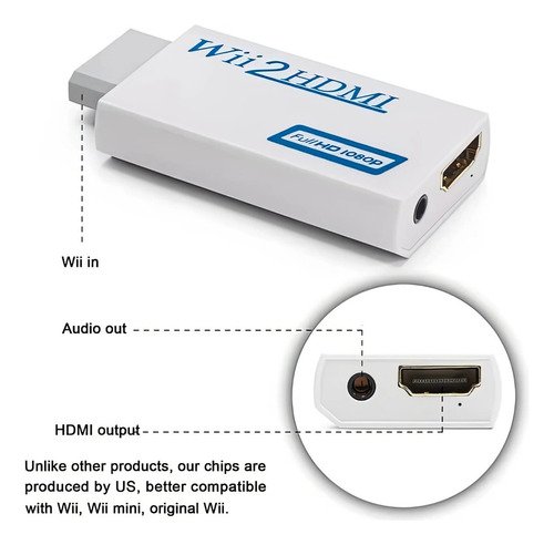 Adaptador Wii Conectar Hdmi 1080p Convertidor Audio Y Vídeo