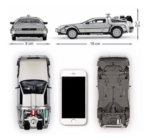 Modelo a escala 1:24 del Delorean de Volver al Futuro, coche deportivo clásico para coleccionistas