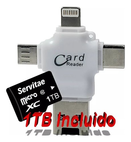 Memoria 1tb Lightning Android Pc Usb-c Microusb Otg 4 En 1