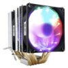 Ventilador disipador con triple ventilador RGB para procesadores Intel y AMD, operación silenciosa menor a 25dB y control PWM inteligente