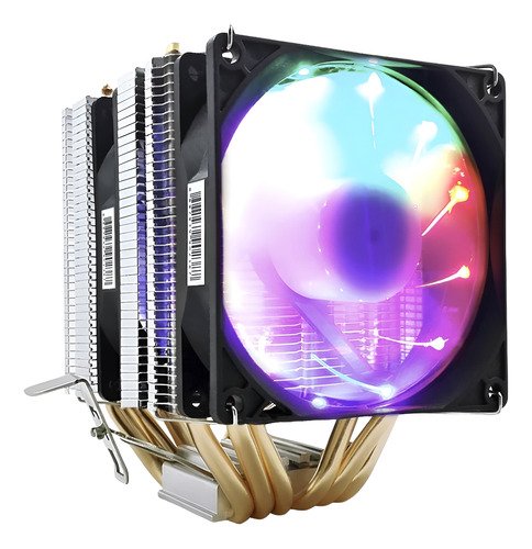 Ventilador disipador con triple ventilador RGB para procesadores Intel y AMD, operación silenciosa menor a 25dB y control PWM inteligente