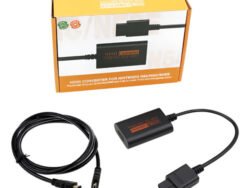 Adaptador convertidor HDMI que permite conectar consolas retro como SNES, Nintendo 64, GameCube y Super Famicom a televisores modernos con salida de 720p