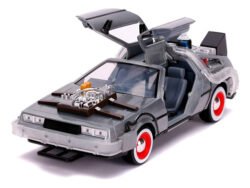 Modelo a escala 1/24 del DeLorean Time Machine de Volver al Futuro 3, réplica metálica coleccionable con detalles fieles a la película