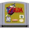 Cartucho de The Legend of Zelda Ocarina of Time para Nintendo 64 con traducción al español brasileño, mostrando la portada del juego