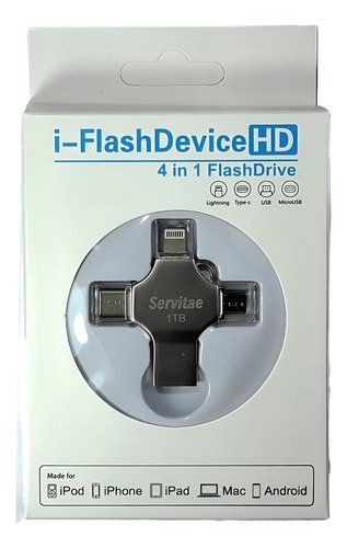 Memoria Otg 4 En 1 iPhone Android iPad Pc Usb-c Lighting 1tb
