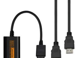 Adaptador convertidor HDMI que permite conectar consolas retro como SNES, Nintendo 64, GameCube y Super Famicom a televisores modernos con salida de 720p