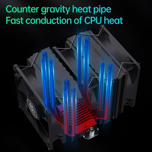 Ventilador disipador con triple ventilador RGB para procesadores Intel y AMD, operación silenciosa menor a 25dB y control PWM inteligente