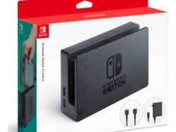 Dock Nintendo Switch conectado a TV HD mostrando juego en 1080p con carga simultánea