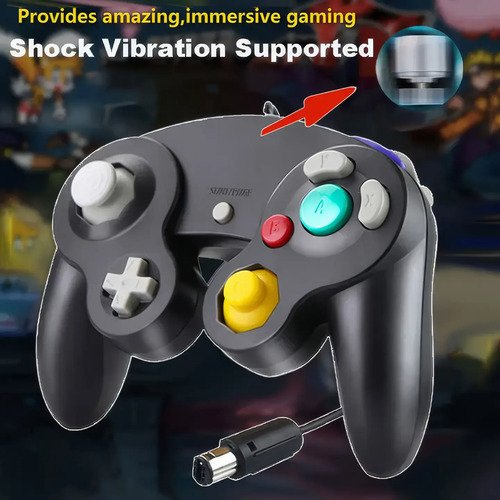 Control Servita para Nintendo GameCube con joystick analógico, botones A/B/X/Y, gatillos Z/R y cable de 1.8 metros para gaming retro