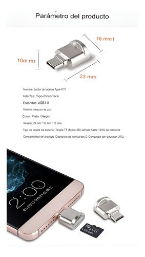 Adaptador Servitae MicroSD a USB-C que permite transferir archivos rápidamente entre tarjetas microSD y dispositivos con puerto USB-C