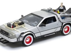 Modelo a escala 1/24 del DeLorean Time Machine de Volver al Futuro 3, réplica metálica coleccionable con detalles fieles a la película
